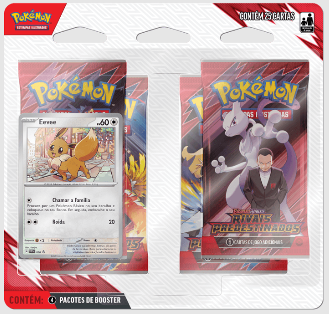 Blister Quadruplo Pokémon Eevee Escarlate e Violeta 10 Rivais Predestinados