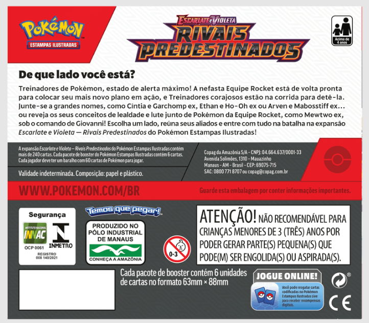Box Display Pokémon TCG – Rivais Predestinados (SV10) com 36 Boosters
