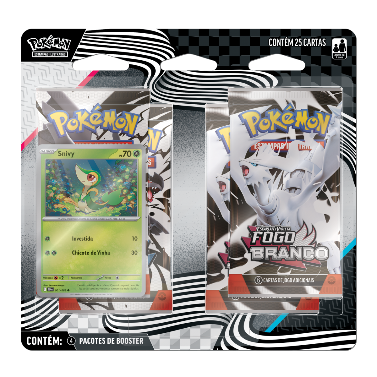 (PT-BR) Blister Quádruplo Escarlate e Violeta 10.5 - Fogo Branco e Raio Preto- Snivy