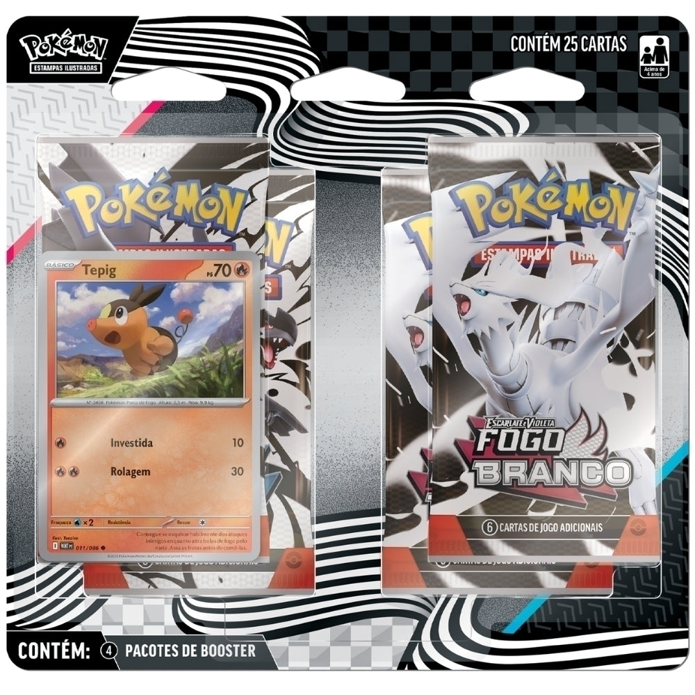 (PT-BR) Blister Quádruplo Escarlate e Violeta 10.5 - Fogo Branco e Raio Preto - Tepig