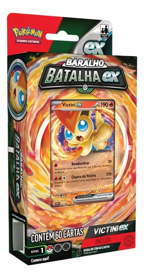 Copag Deck Batalha Pokémon ex Victini (60 cartas) TCG Português